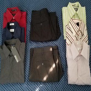 Men's 15-32/33 Dress Shirts + 32W Pants LOT Sz S,M